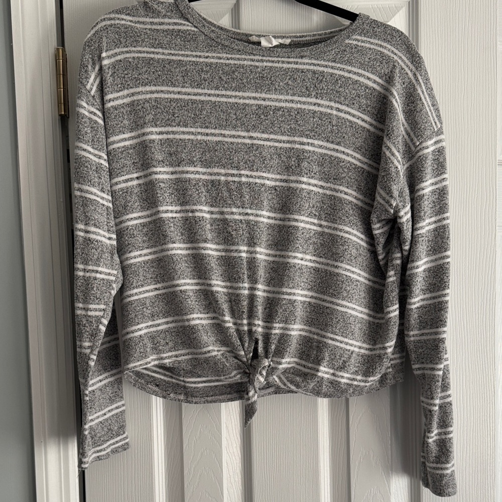 Gray Striped Women's Top